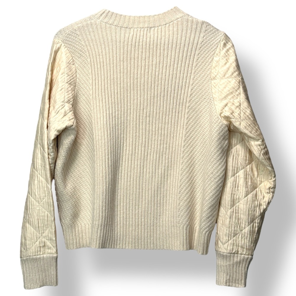 Current Air Anthropologie Quilted Sleeve Sweater Ribbed Knit Crew Neck Top M - Picture 3 of 7